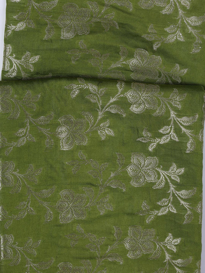 Floral Woven Chanderi Unstitched Suit With Dupatta