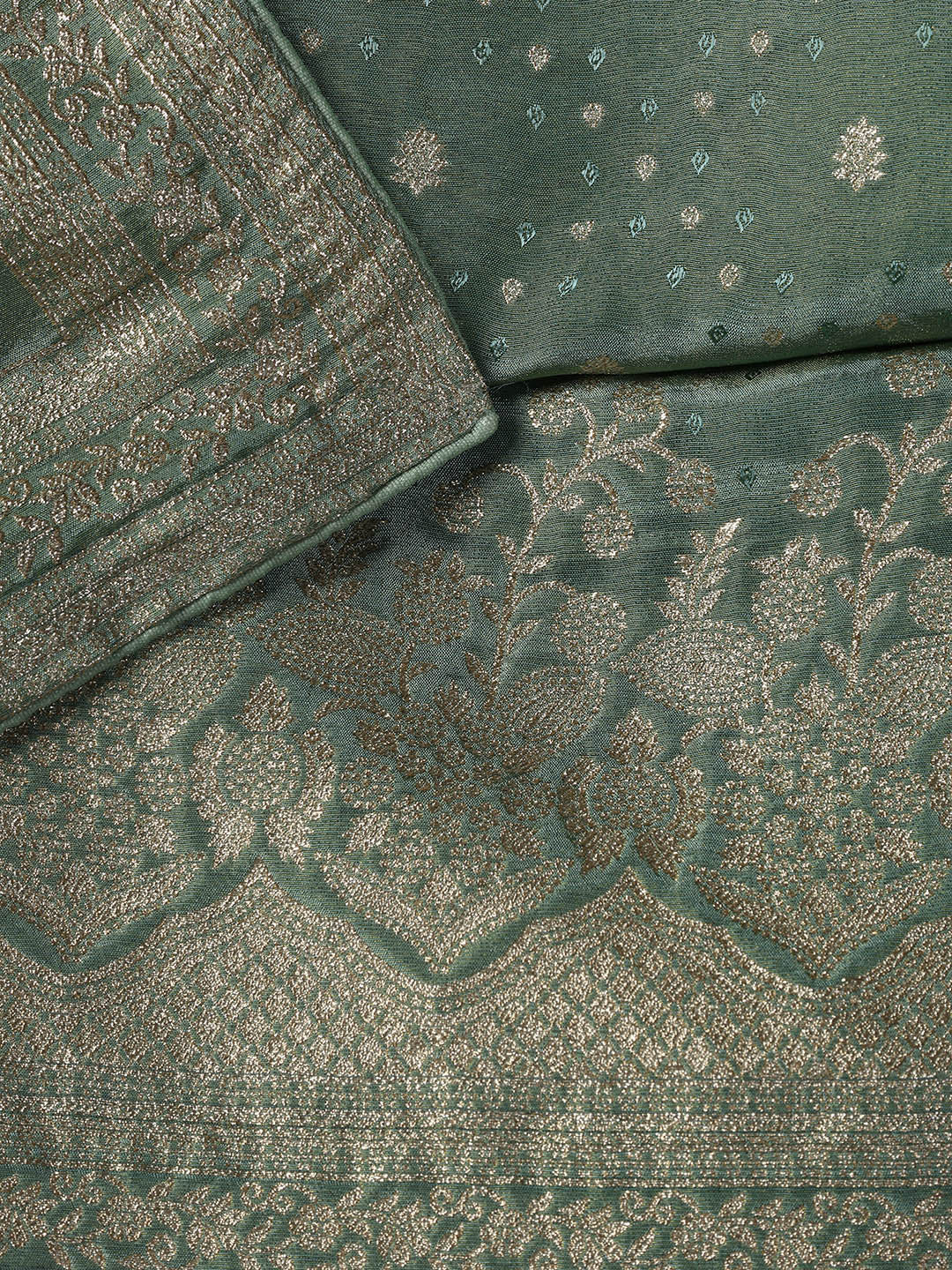 Embroidered Art Silk Unstitched Suit Piece With Dupatta