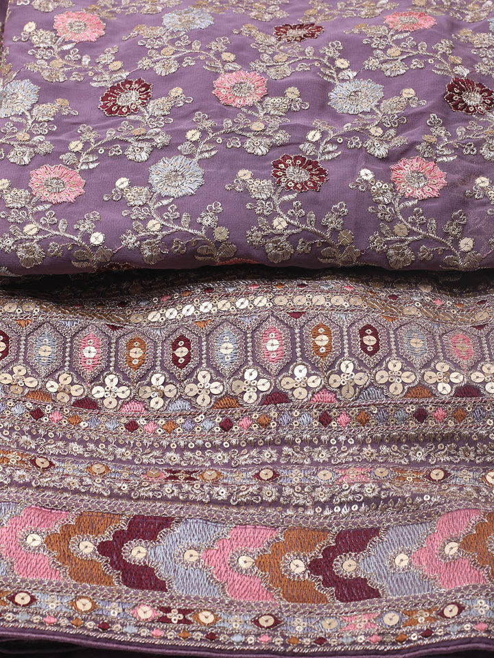 Embroidered Georgette Unstitched Suit Piece With Dupatta