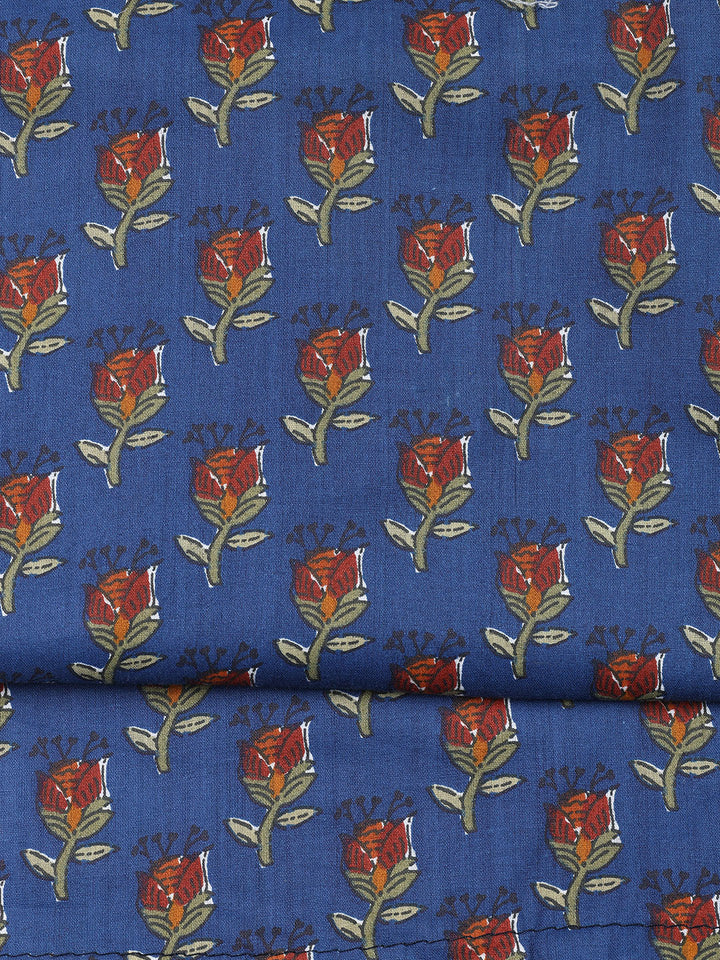Printed Cotton Blend Unstitched Suit With Dupatta