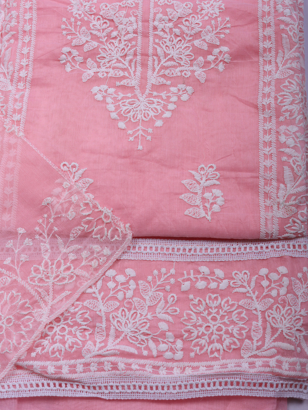 Embroidered Cotton Unstitched Suit With Pant &amp; Dupatta