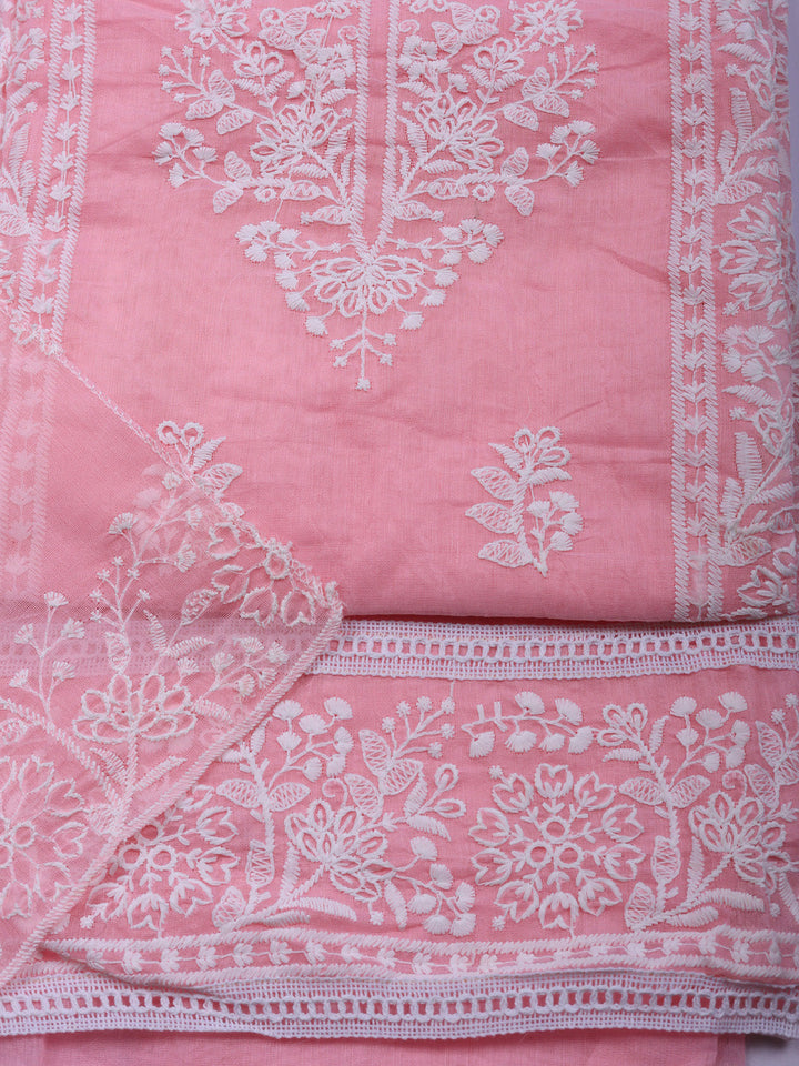 Embroidered Cotton Unstitched Suit With Pant &amp; Dupatta