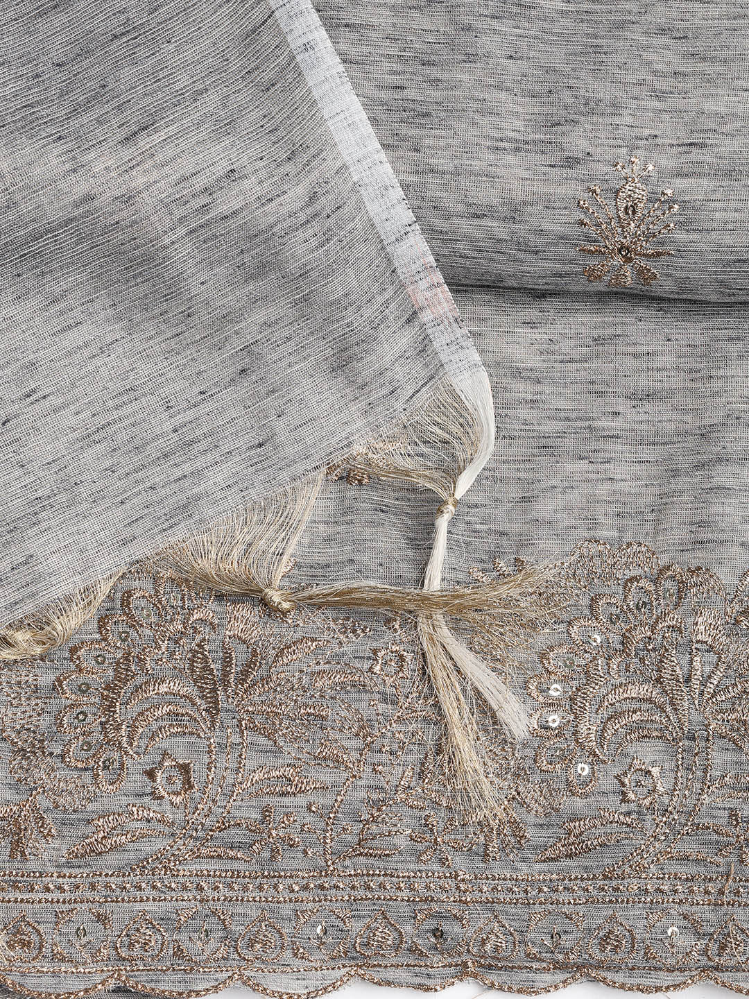 Embroidered Chanderi Unstitched Suit Piece With Dupatta