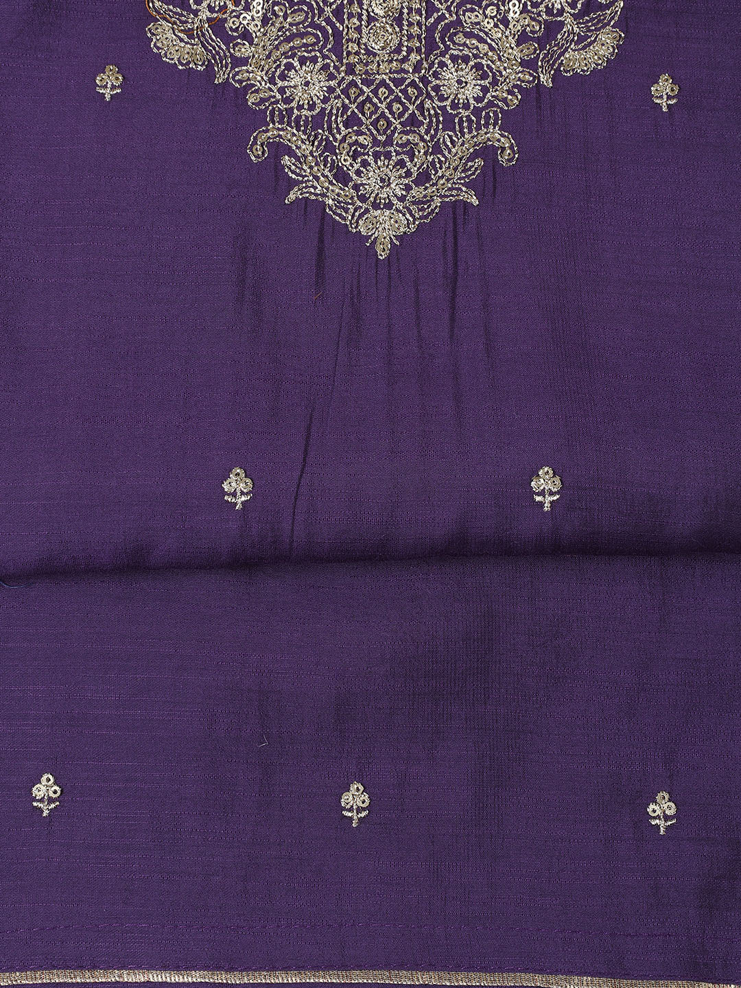 Neck Embroidered Chanderi Unstitched Suit Piece With Dupatta