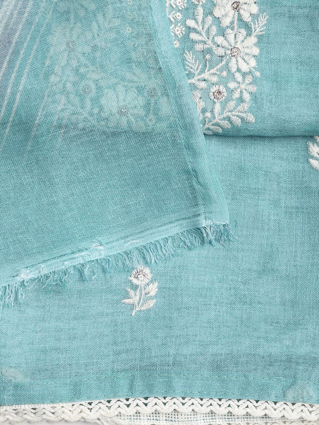 Embroidered Chanderi Unstitched Suit Piece With Dupatta