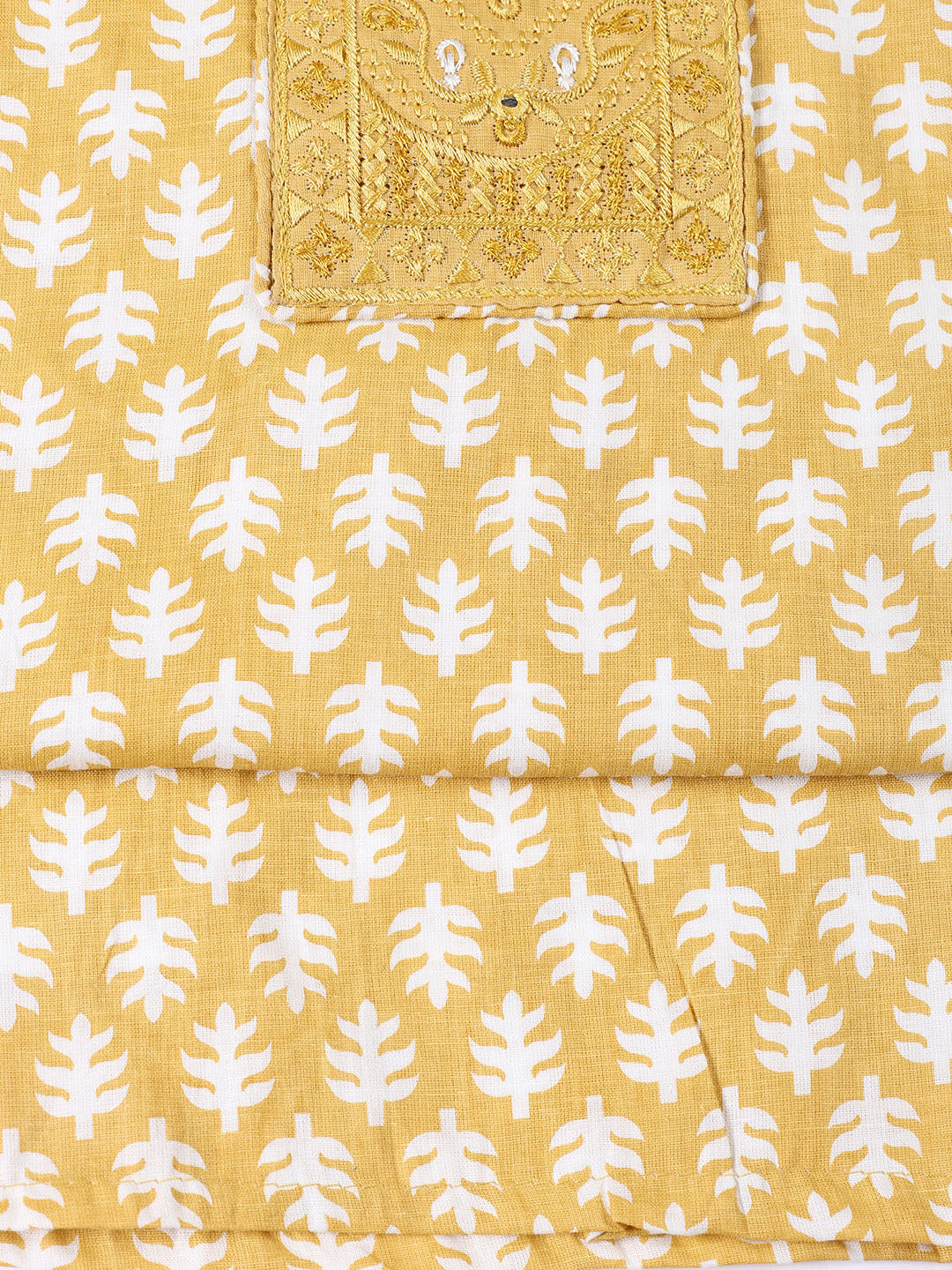 Neck Patti Cotton Blend Unstitched Suit With Dupatta