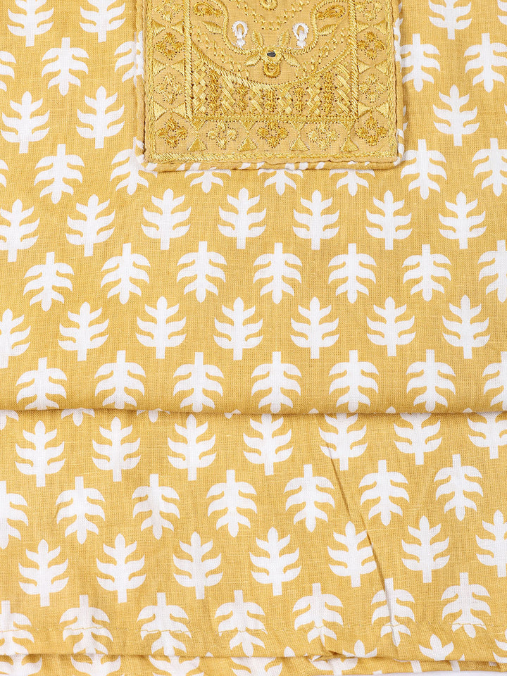 Neck Patti Cotton Blend Unstitched Suit With Dupatta