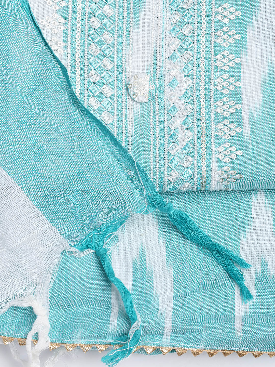 Neck Embroidered Cotton Blend Unstitched Suit Piece With Dupatta