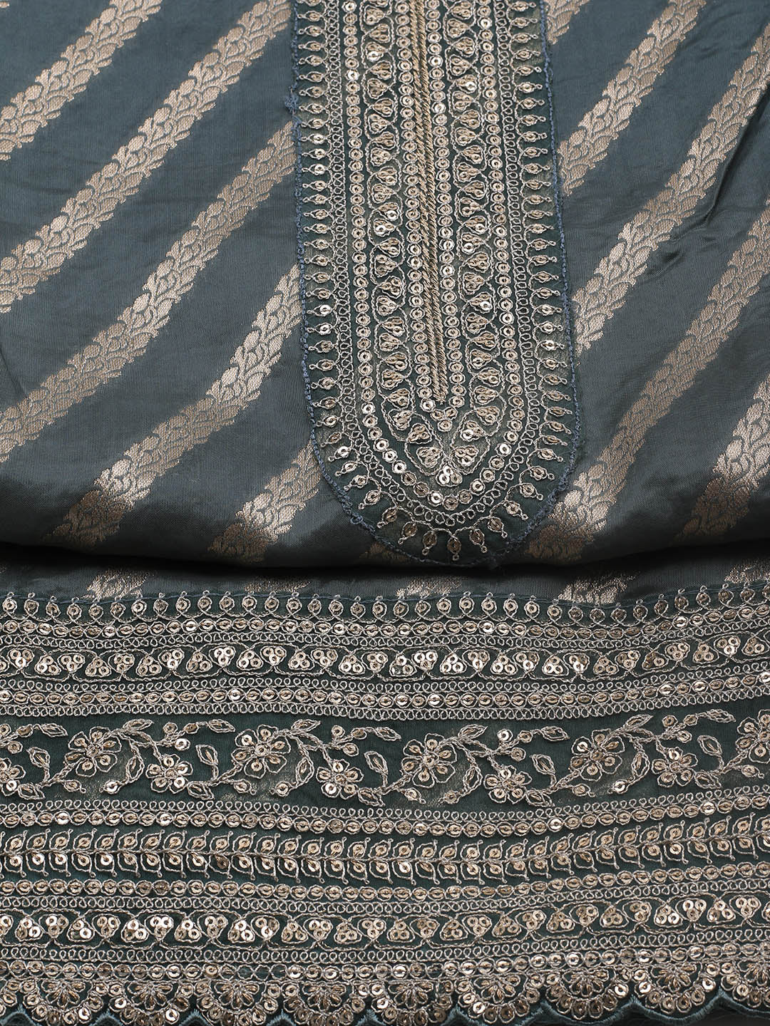 Zari Jaal Art Silk Unstitched Suit Piece With Dupatta
