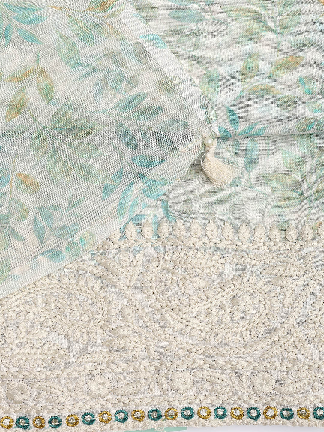 Printed Cotton Blend Unstitched Suit Piece With Dupatta