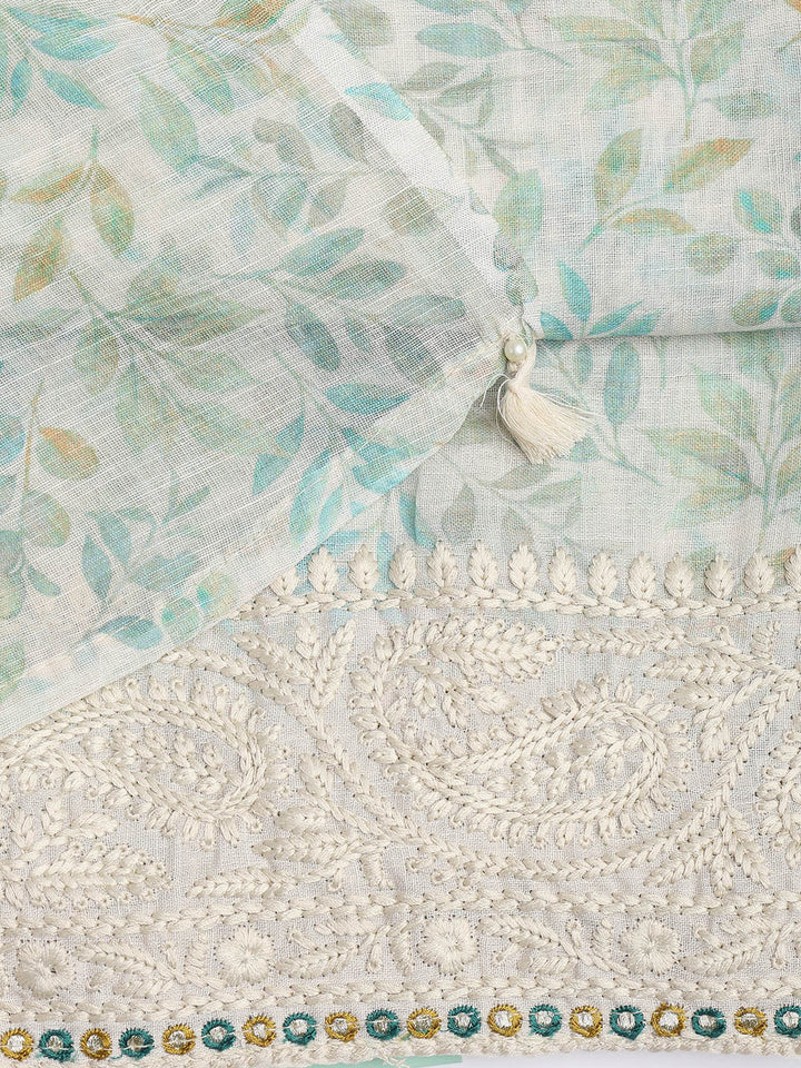 Printed Cotton Blend Unstitched Suit Piece With Dupatta