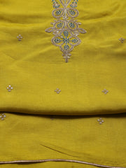 Neck Embroidered Chanderi Unstitched Suit Piece With Dupatta