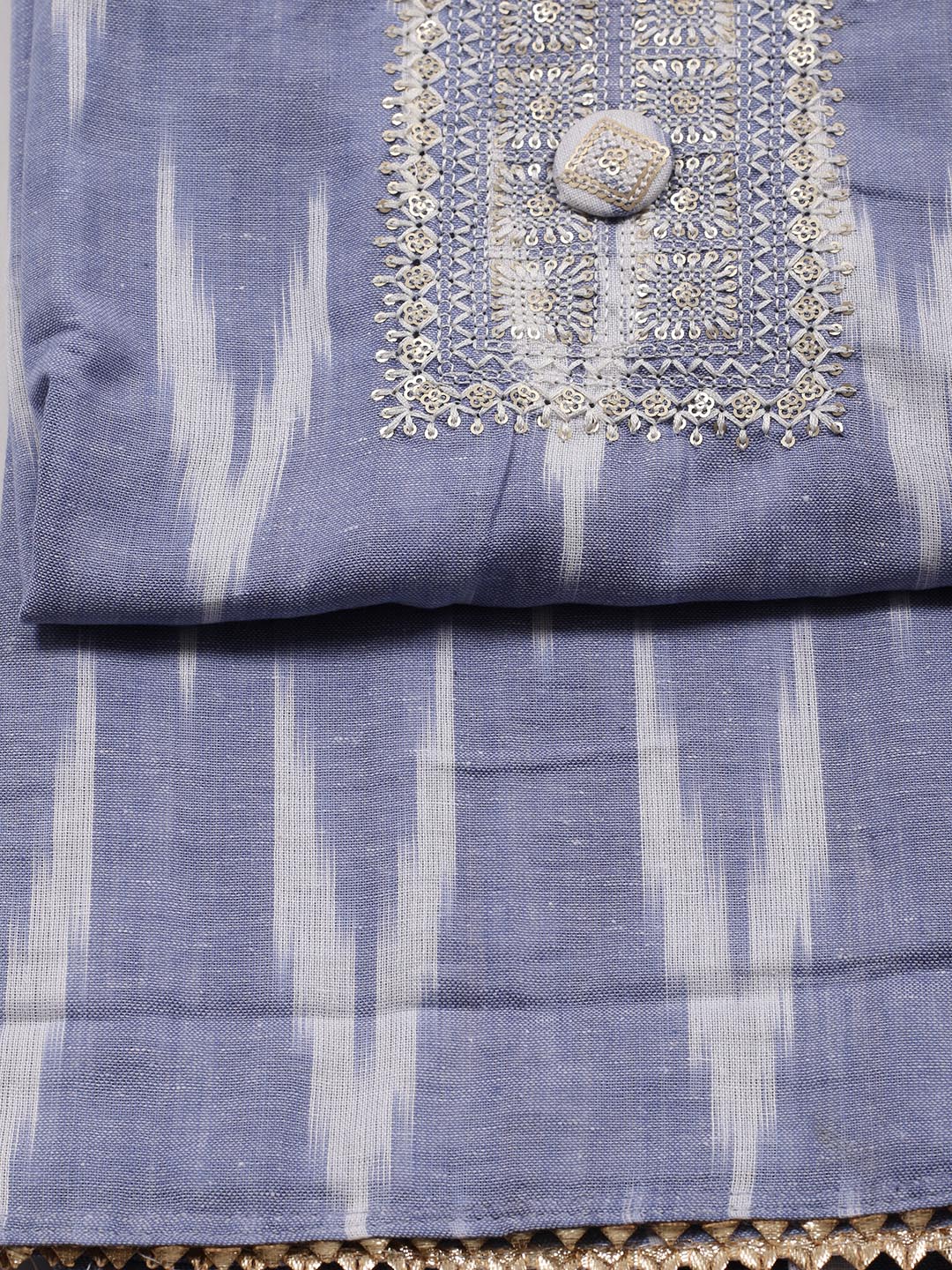 Neck Embroidered Cotton Blend Unstitched Suit Piece With Dupatta