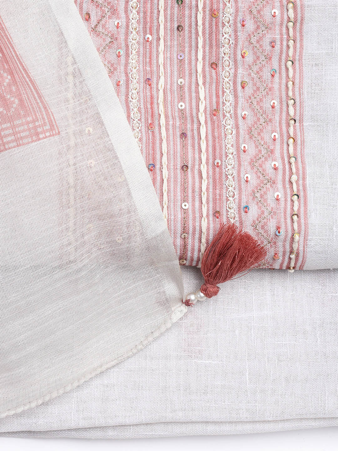 Printed Linen Unstitched Suit With Dupatta