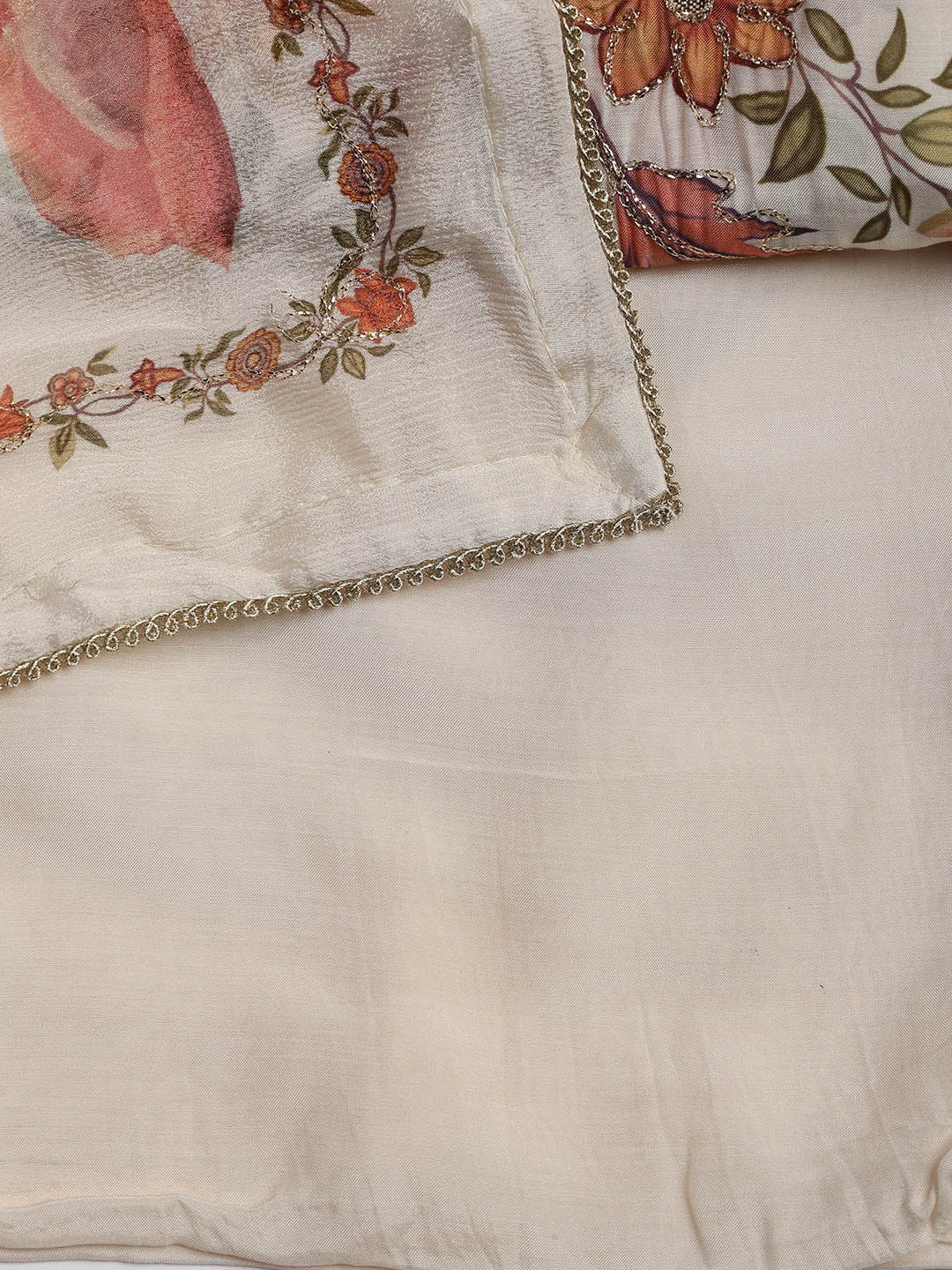 Gota Work Muslin Unstitched Suit Piece With Dupatta