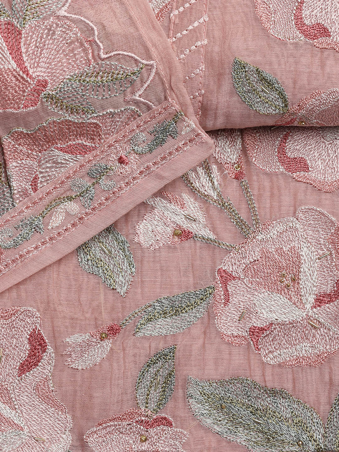 Embroidery Chanderi Unstitched Suit With Dupatta