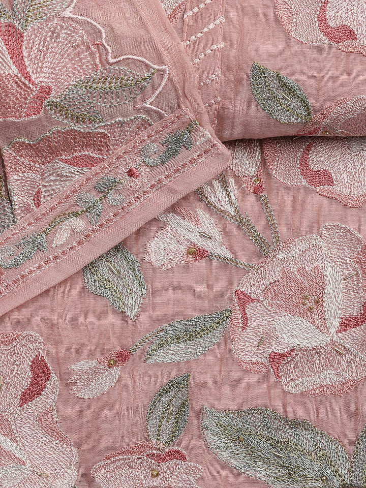 Embroidery Chanderi Unstitched Suit With Dupatta