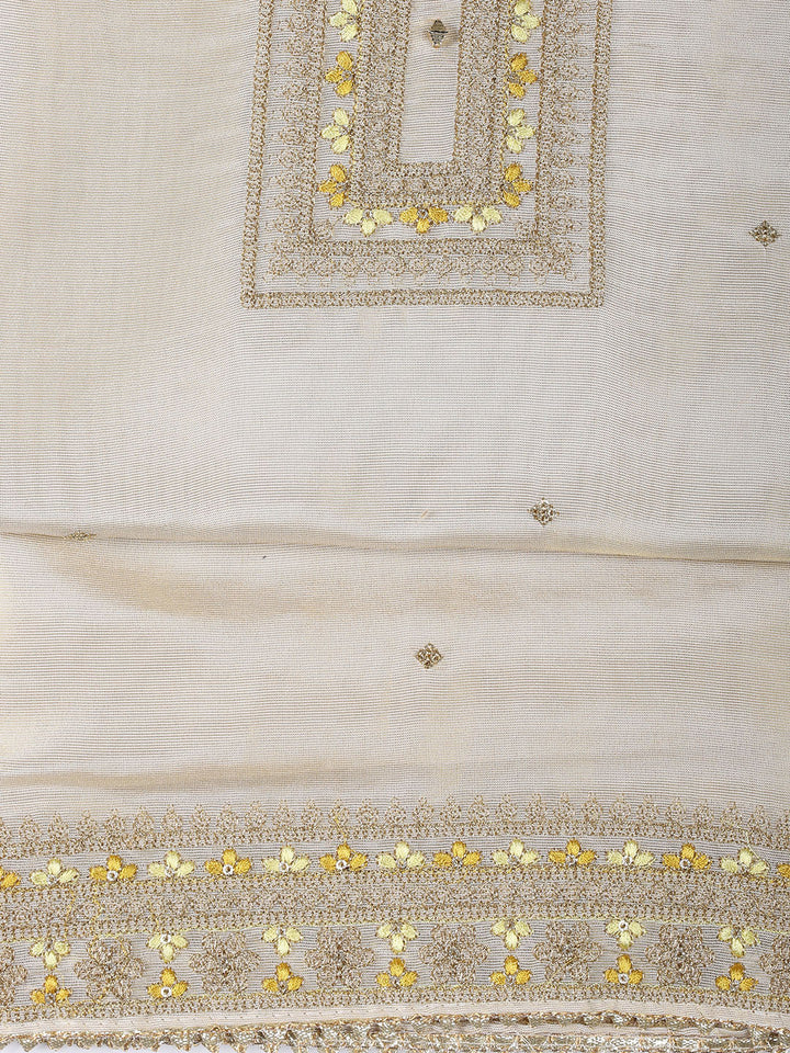 Neck Embroidery Tissue Unstitched Suit With Dupatta