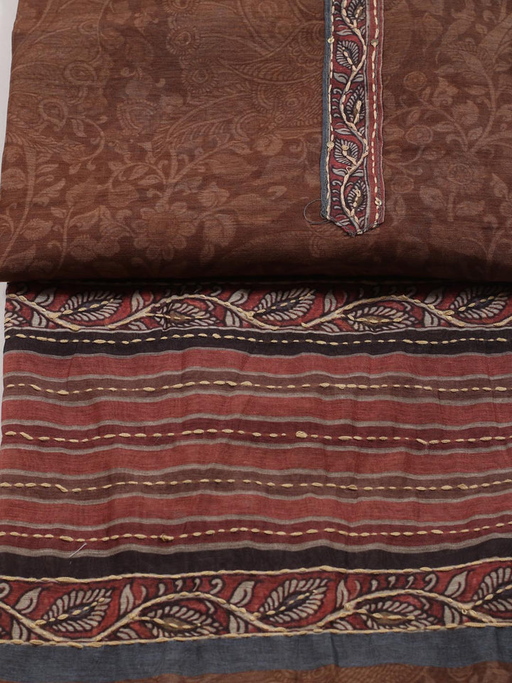 Kantha Work Chanderi Unstitched Suit With Dupatta