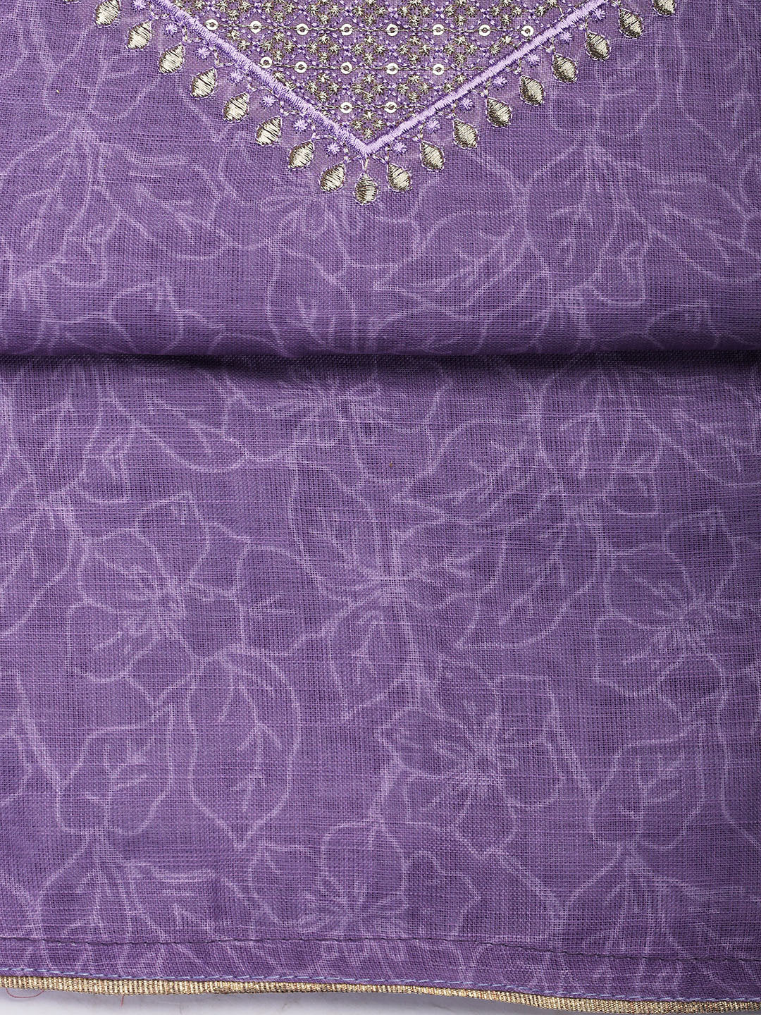 Neck Embroidered Cotton Blend Unstitched Suit With Dupatta