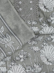 Neck Woek Cotton Blend Unstitched Suit With Dupatta