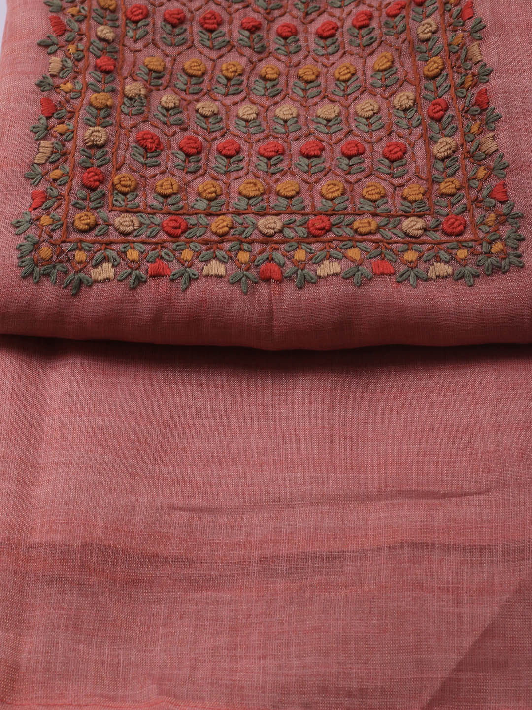 Embroidered Tissue Unstitched Suit Piece With Dupatta