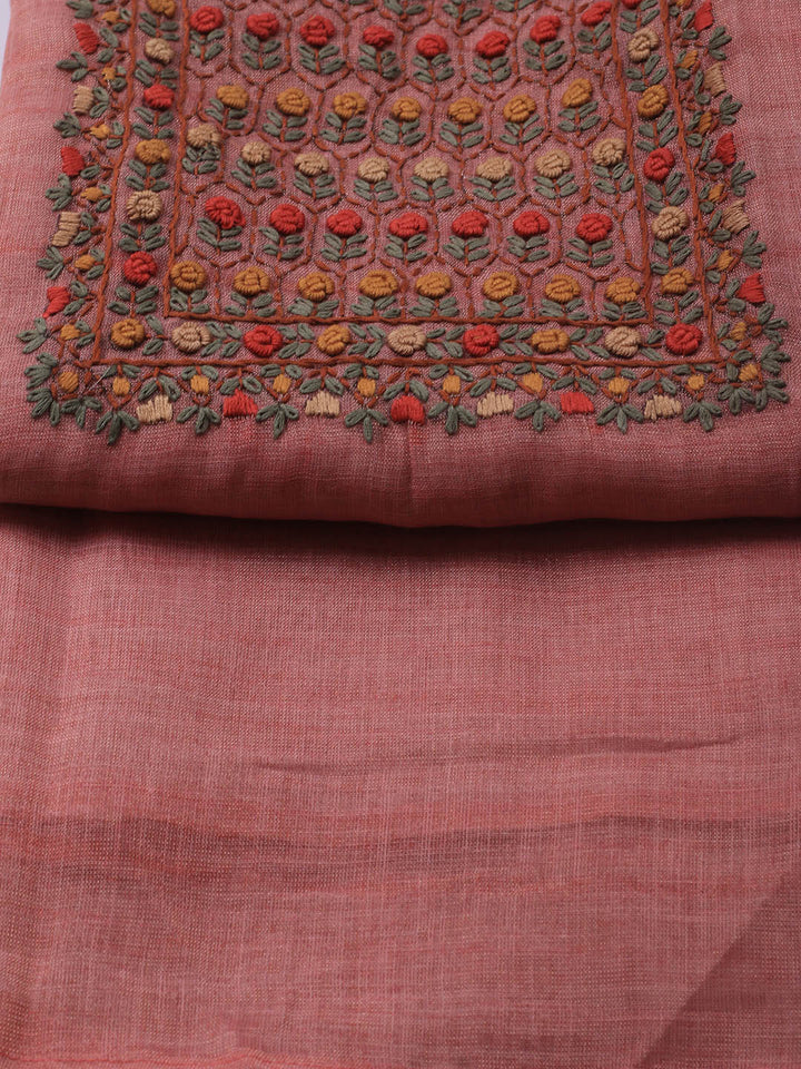 Embroidered Tissue Unstitched Suit Piece With Dupatta
