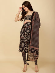 Floral Printed Cotton Unstitched Suit Piece With Dupatta