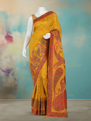 Printed Dola Silk Mustard Saree