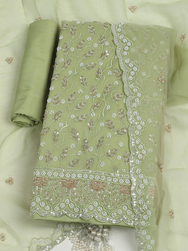 Embroidered Chiffon Unstitched Suit With Dupatta