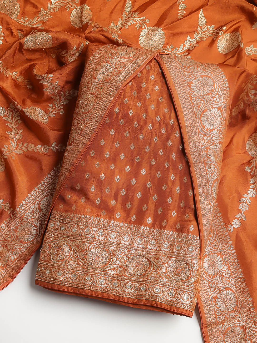 Banarasi Art Silk Unstitched Suit With Dupatta