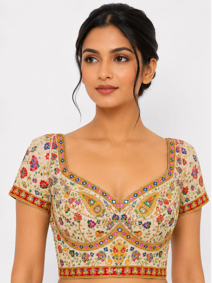 Premium Off-White Embroidery Viscose Blouse Piece