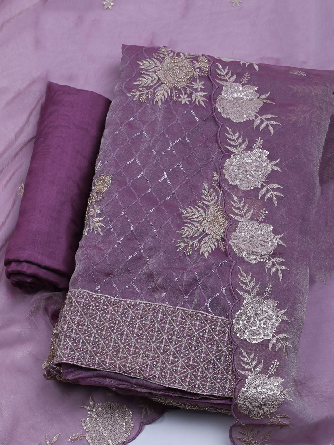 Embroidered Tissue Unstitched Suit With Dupatta