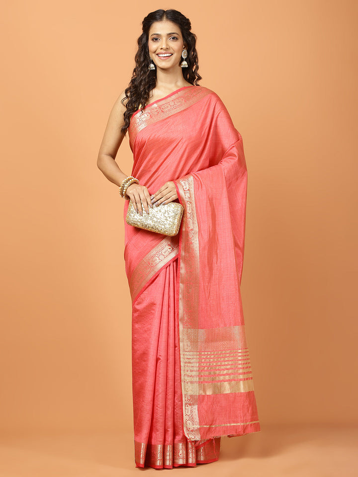 Plain Zari Border Art Silk Saree