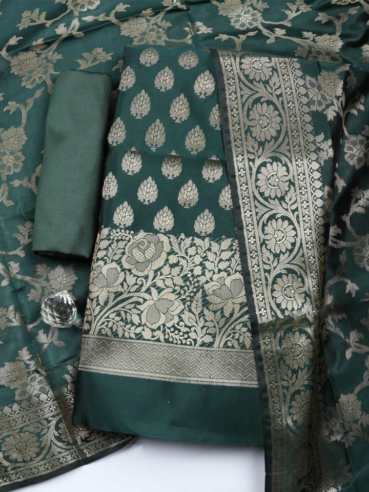 Banarasi Chanderi Unstitched Suit With Pant &amp; Dupatta