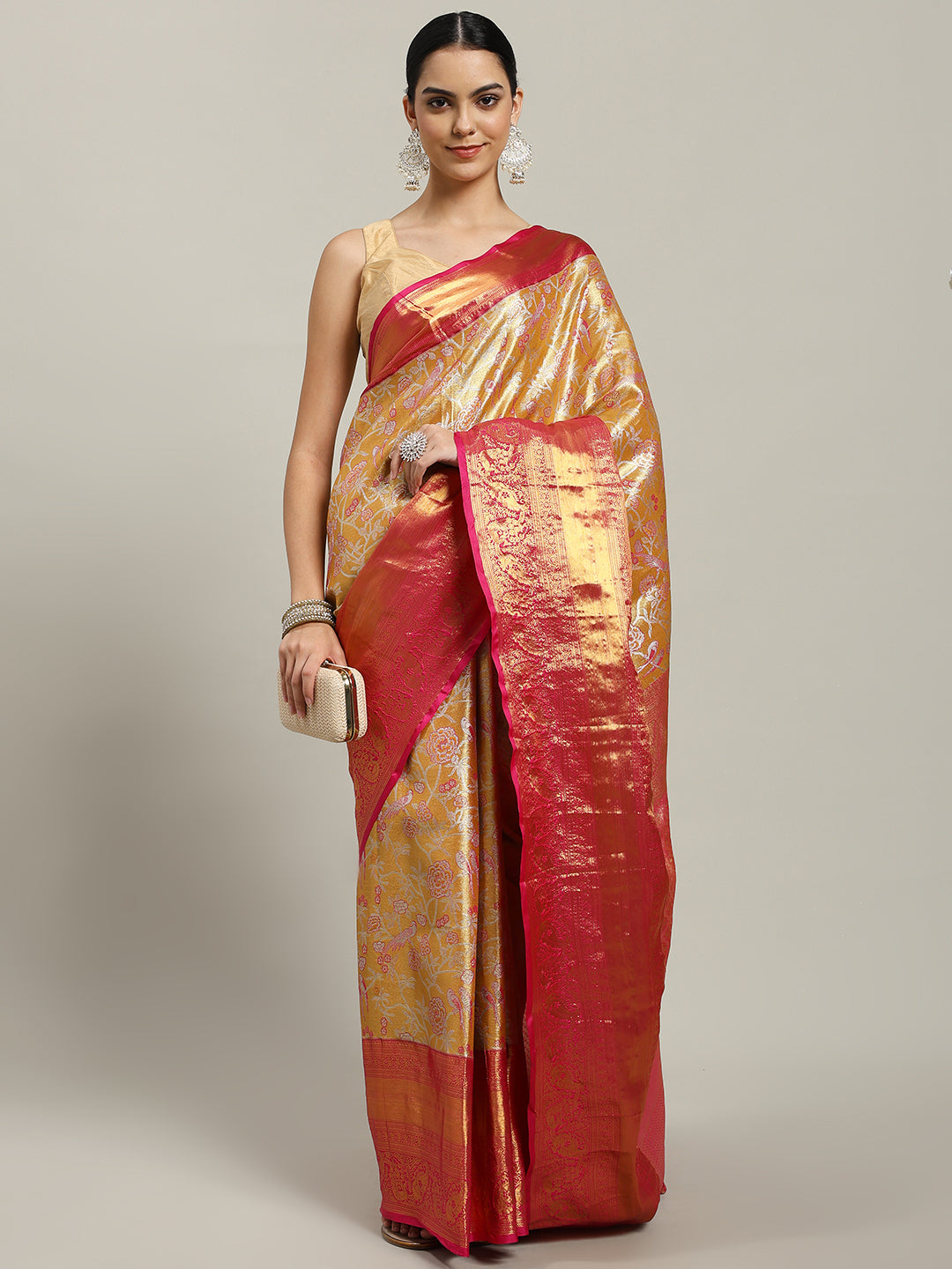 Woven Brodcade Zari Jaal Art Silk Saree