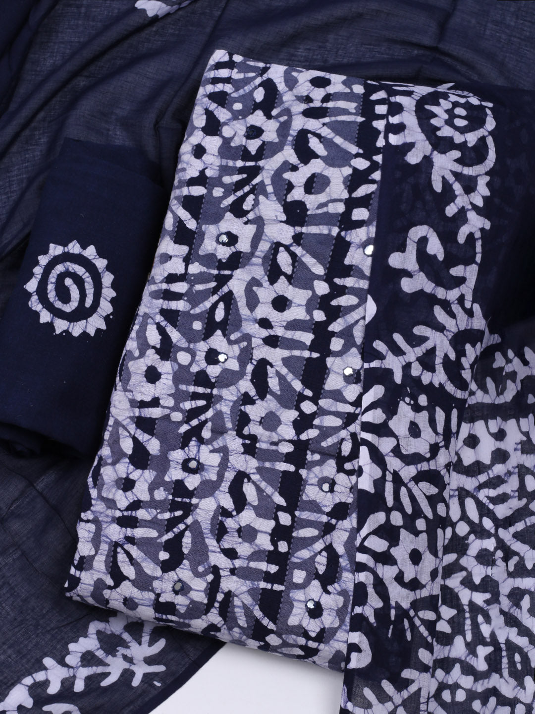 Printed Cotton Blend Unstitched Suit With Dupatta