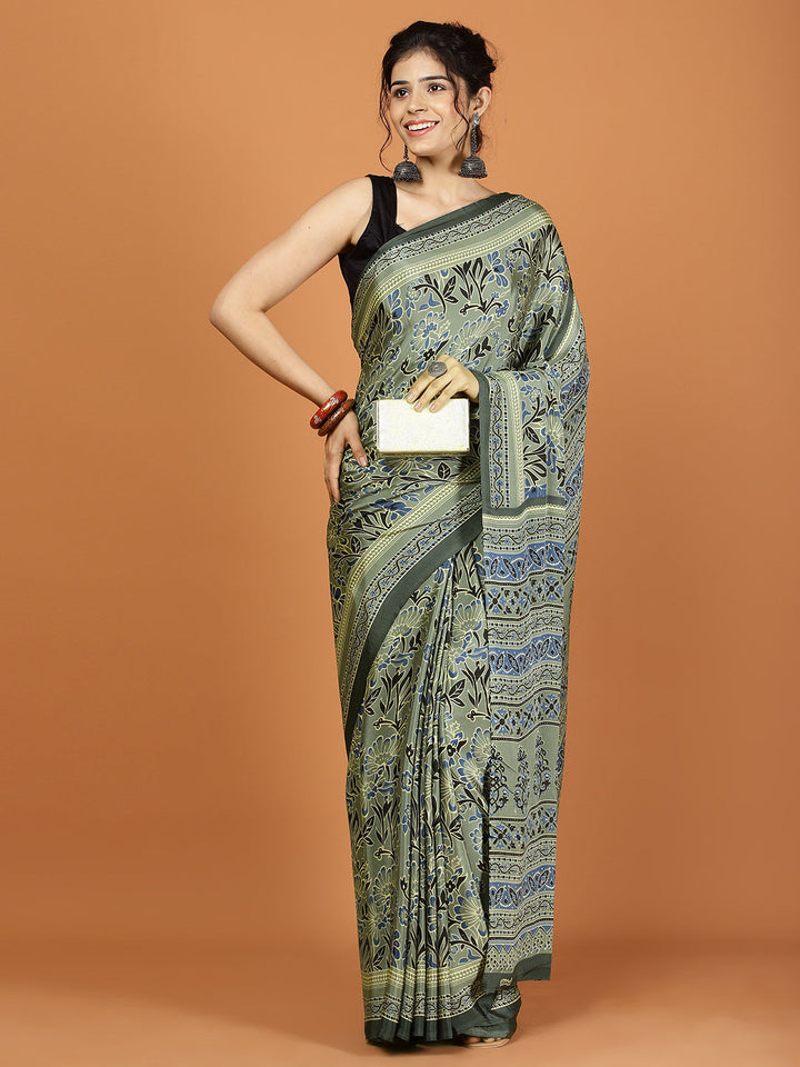 Digital Printed Crepe Woven Saree