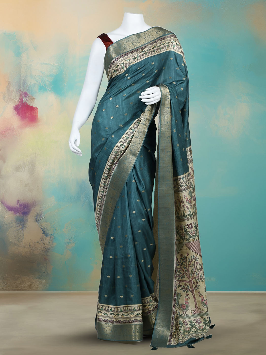 Printed &amp; Woven Design Art Silk Saree