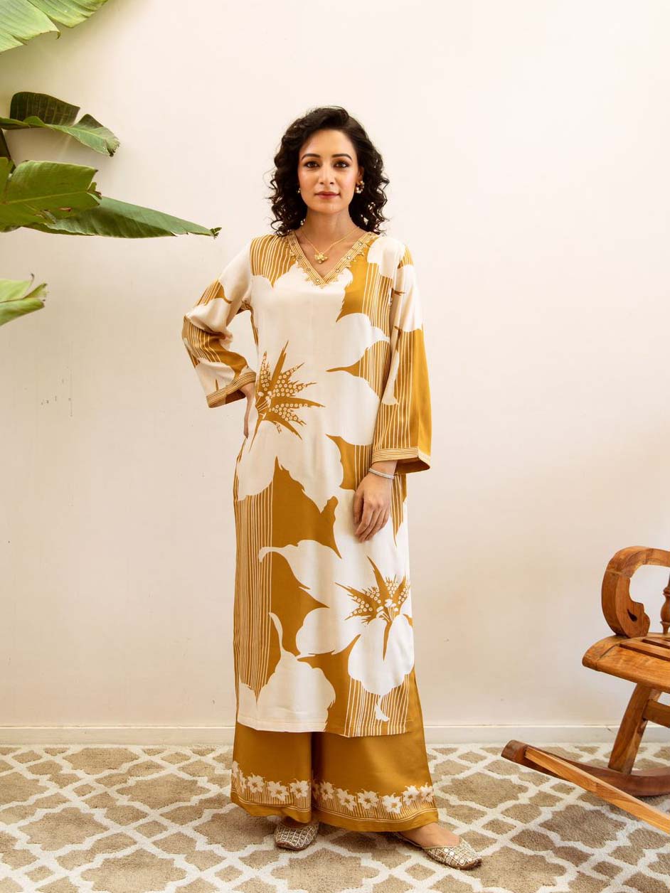 Printed Cotton Kurta With Pants