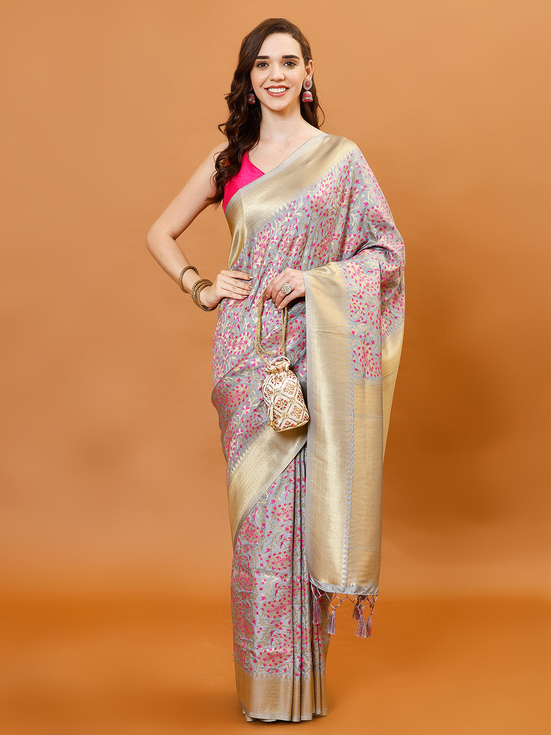 Zari Jaal Handloom Woven Saree