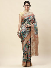 Digital Floral Printed Handloom Saree