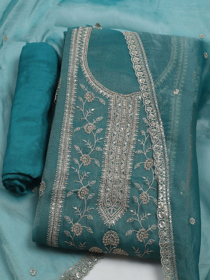 Embroidered Tissue Unstitched Suit With Dupatta