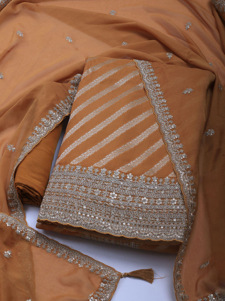 Zari Jaal Art Silk Unstitched Suit Piece With Dupatta