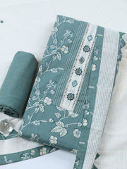 Embroidered Cotton Blend Unstitched Suit With Pant & Dupatta