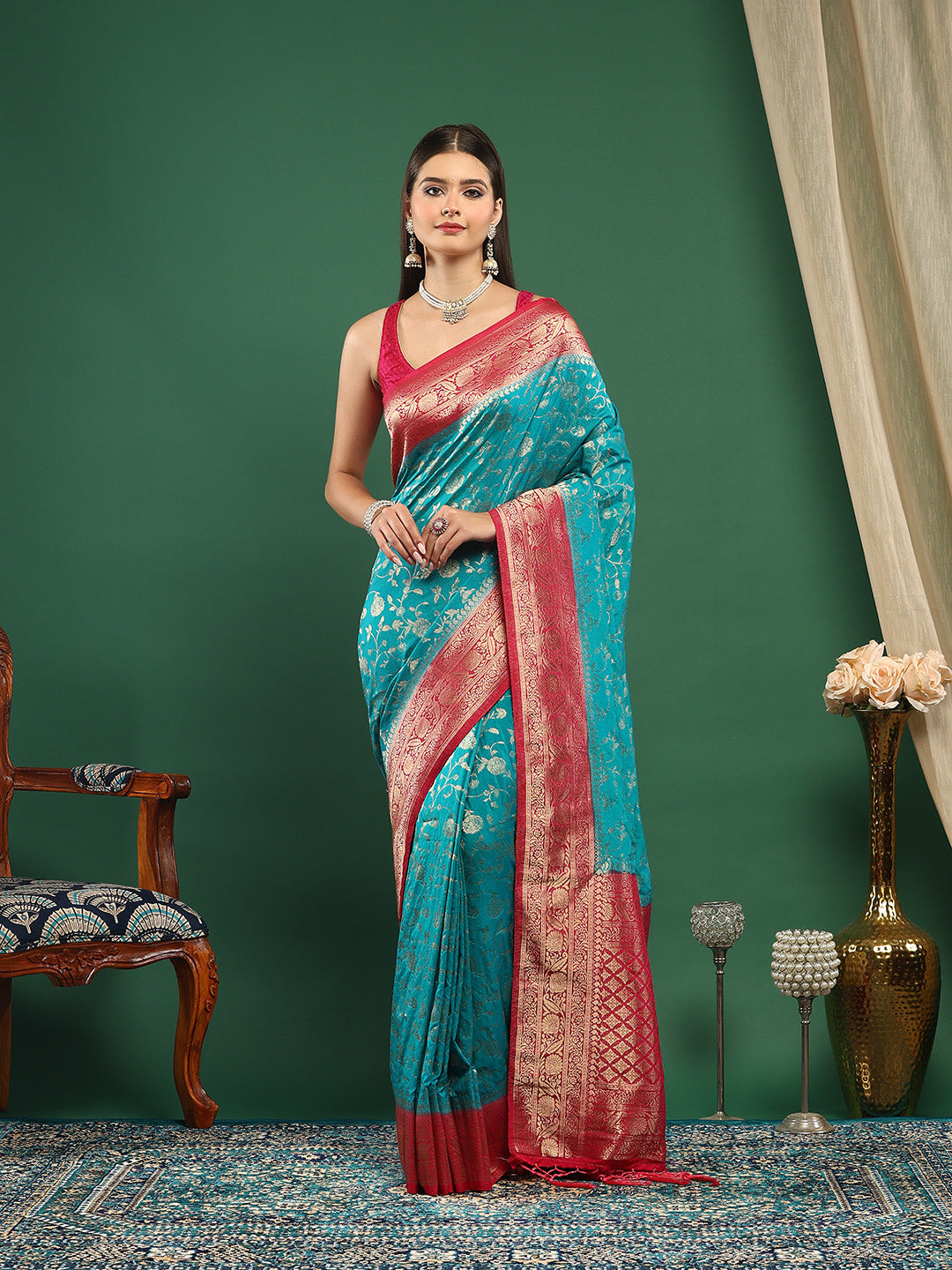 Plain Crepe Saree