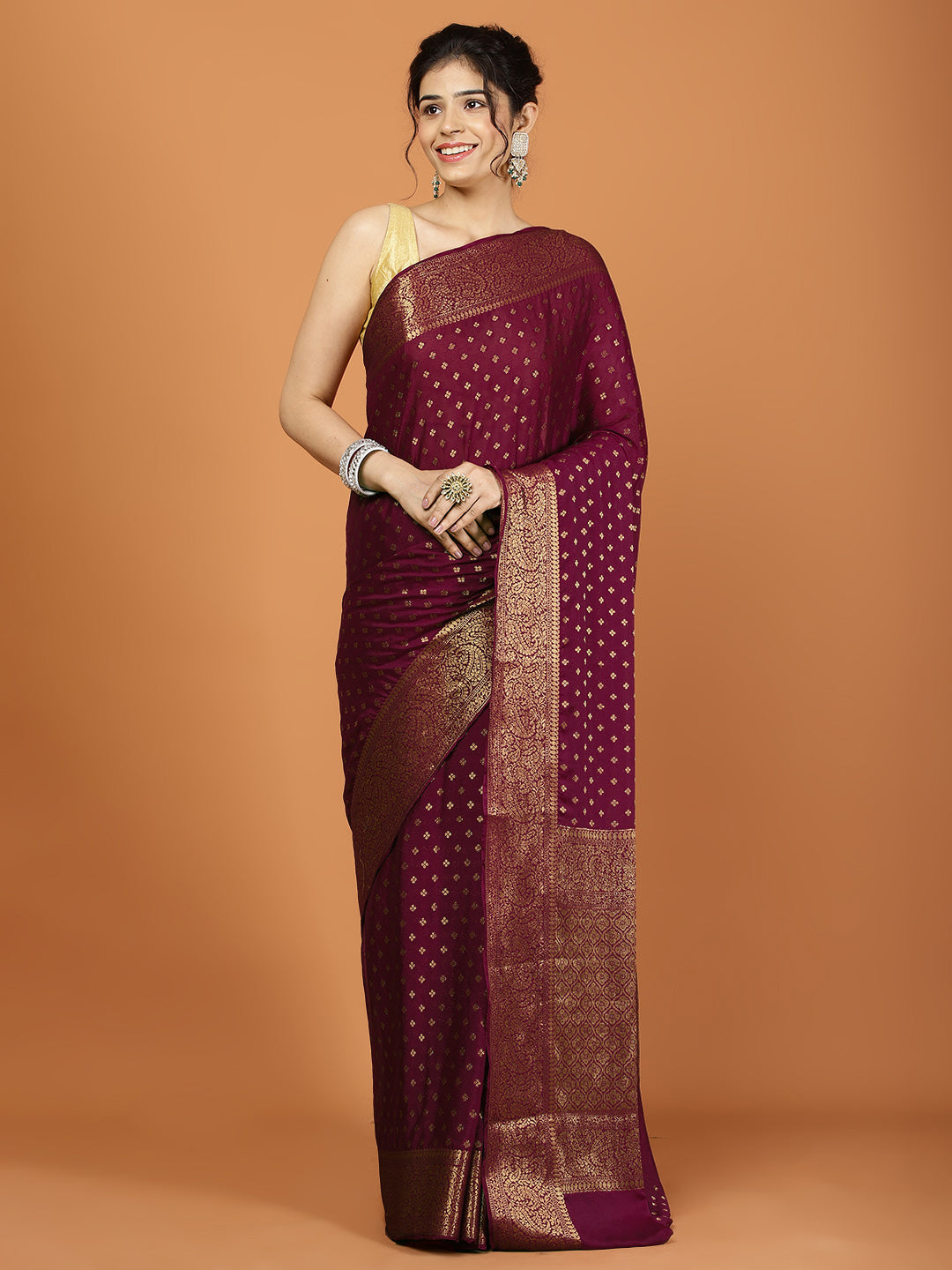Zari Border Woven Chiffon Saree