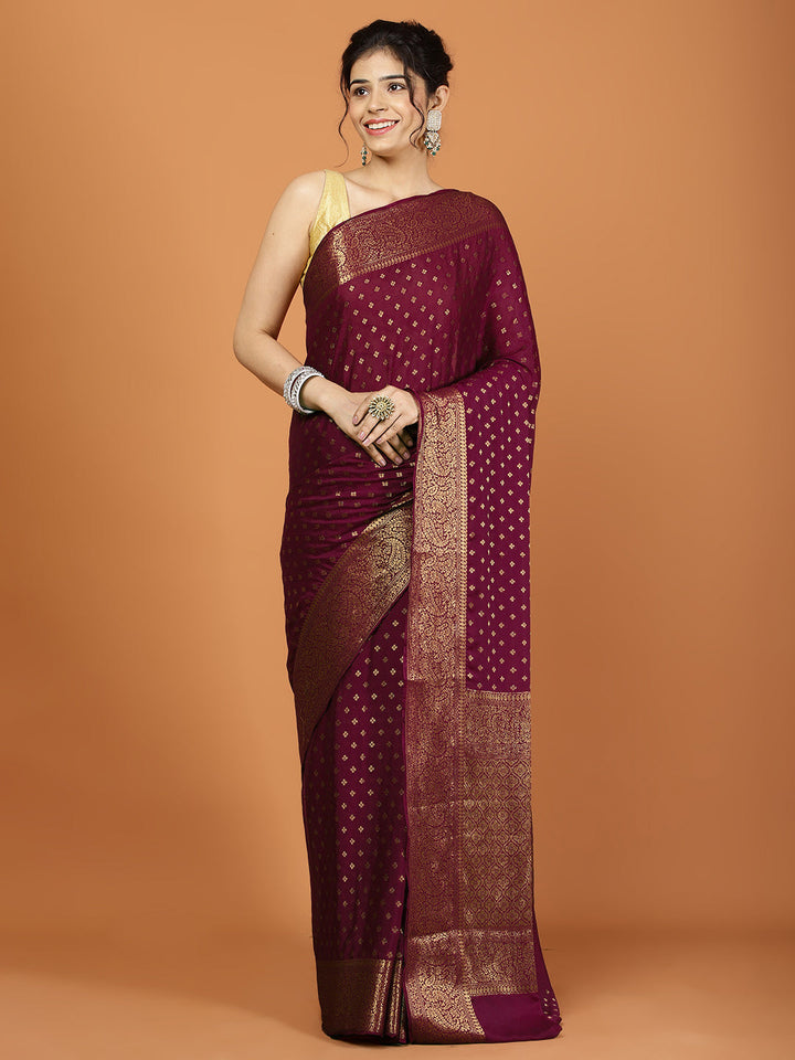 Zari Border Woven Chiffon Saree
