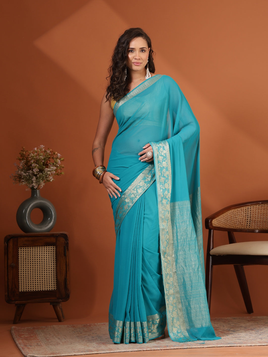 Plain Chiffon Saree