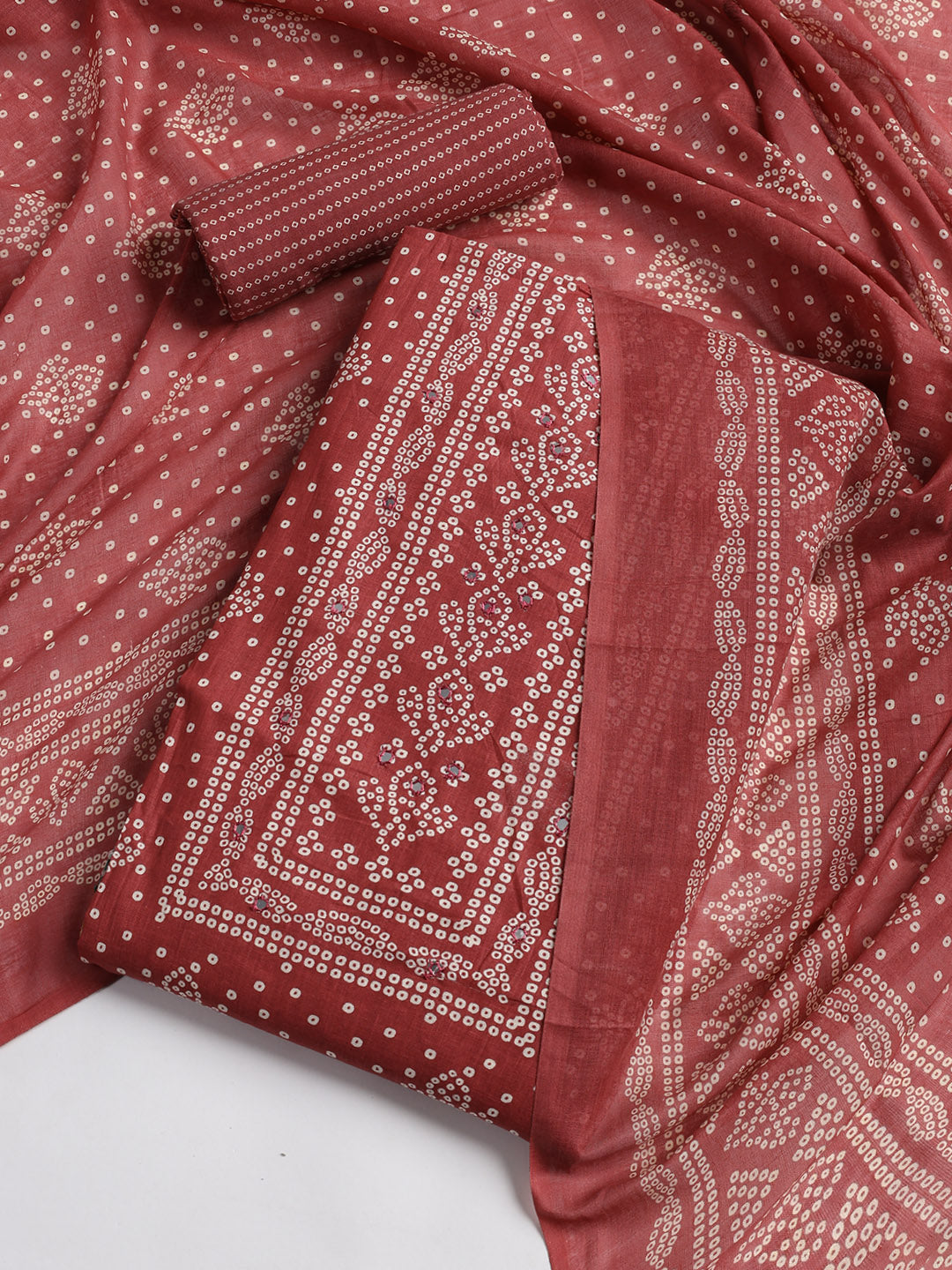 Printed Cotton Blend Unstitched Suit With Dupatta